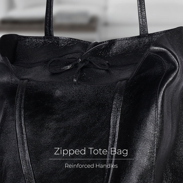 Italian Genuine Metallic Suede Tote Bag | Pisa