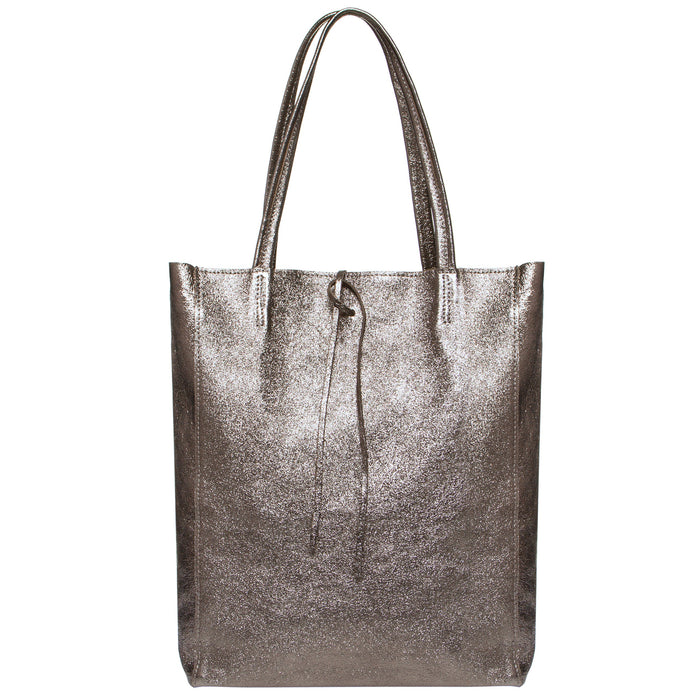 Italian Genuine Metallic Suede Tote Bag | Pisa