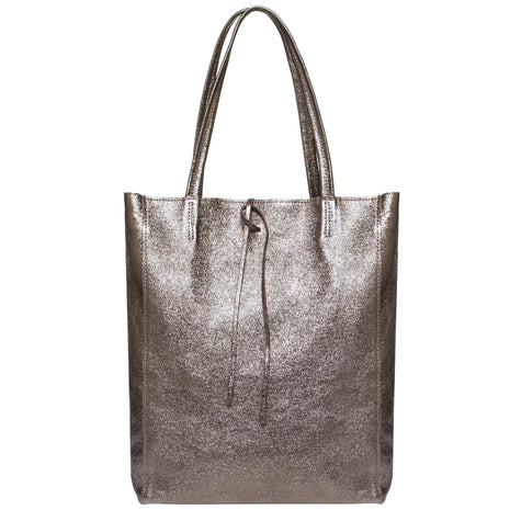 Italian Genuine Metallic Suede Tote Bag | Pisa