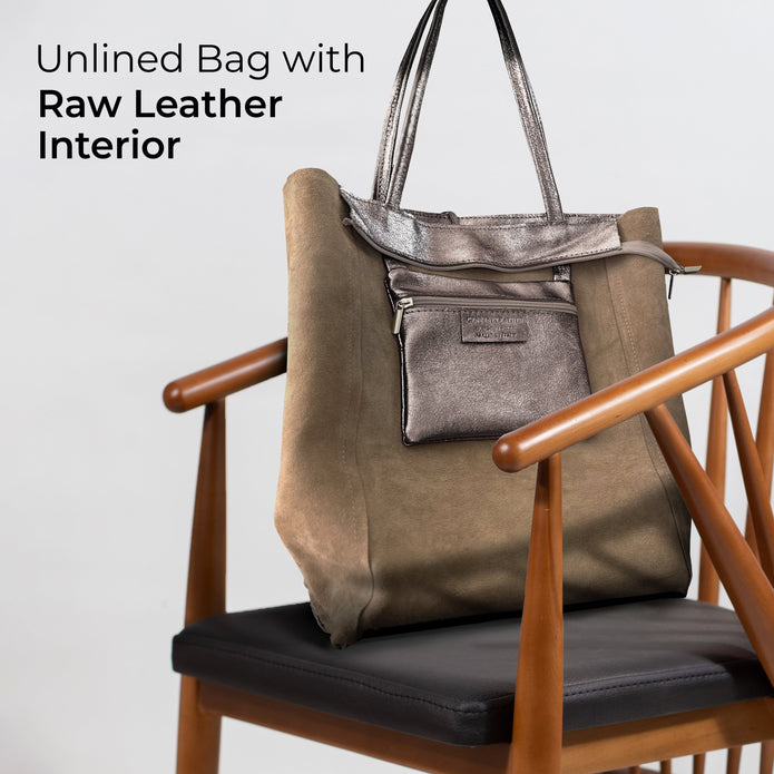 Italian Genuine Metallic Suede Tote Bag | Pisa