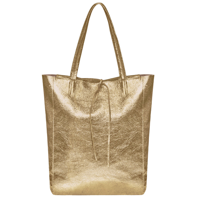 Italian Genuine Metallic Suede Tote Bag | Pisa