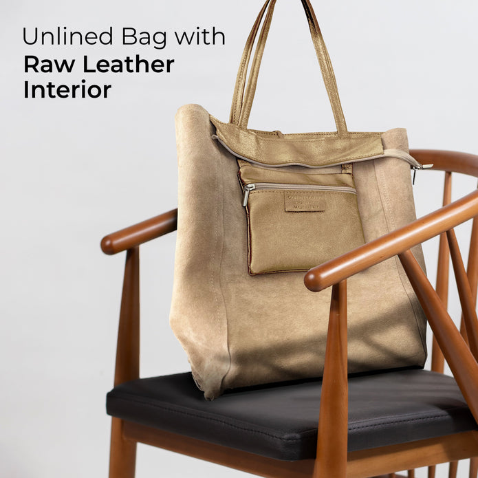 Italian Genuine Metallic Suede Tote Bag | Pisa