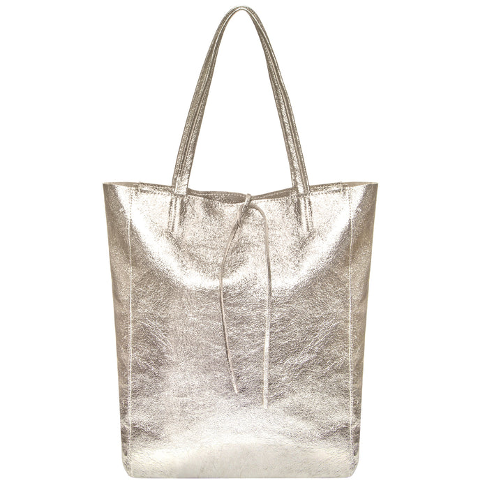 Italian Genuine Metallic Suede Tote Bag | Pisa