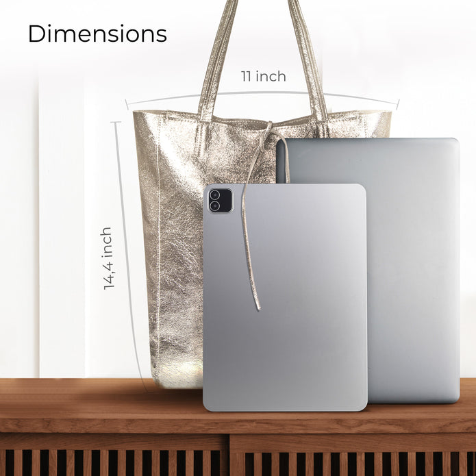 Italian Genuine Metallic Suede Tote Bag | Pisa