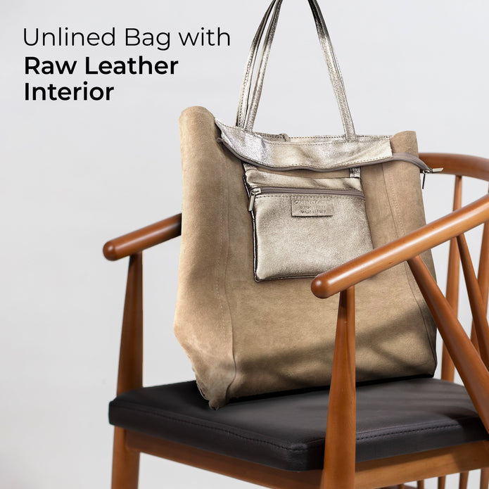 Italian Genuine Metallic Suede Tote Bag | Pisa