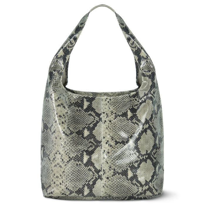 Italian Genuine Python-Print Suede Hobo Bag | Isernia