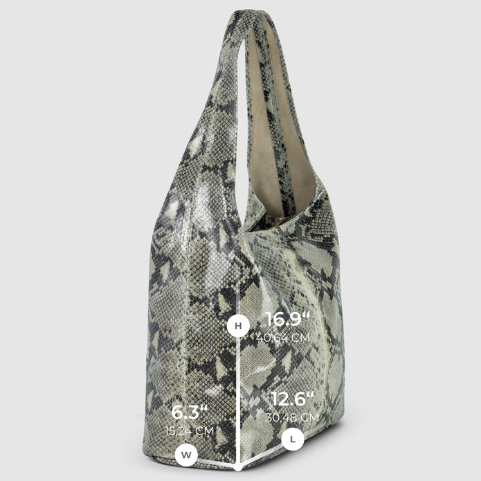 Italian Genuine Python-Print Suede Hobo Bag | Isernia