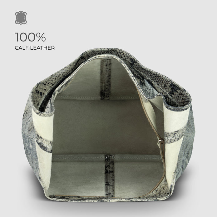 Italian Genuine Python-Print Suede Hobo Bag | Isernia