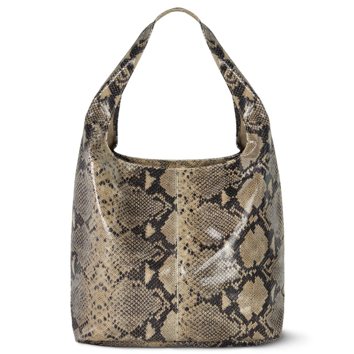 Italian Genuine Python-Print Suede Hobo Bag | Isernia
