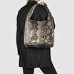 Italian Genuine Python-Print Suede Hobo Bag | Isernia