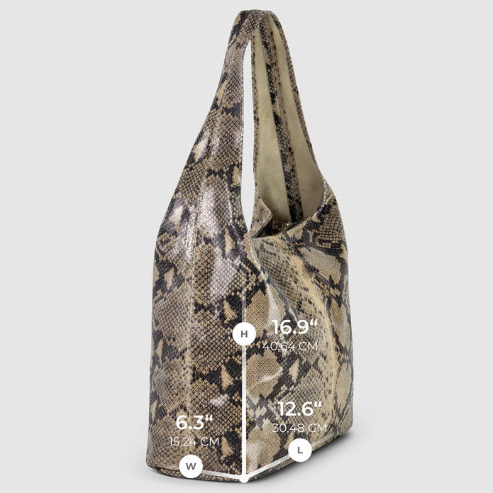 Italian Genuine Python-Print Suede Hobo Bag | Isernia