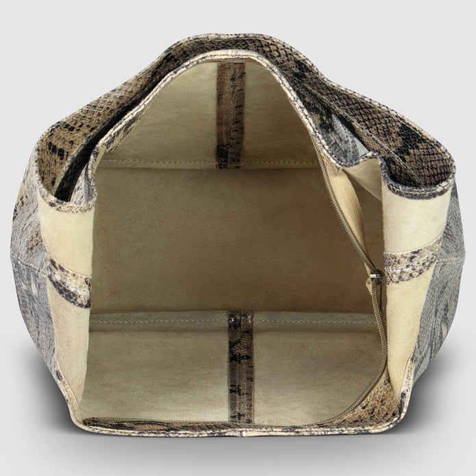 Italian Genuine Python-Print Suede Hobo Bag | Isernia