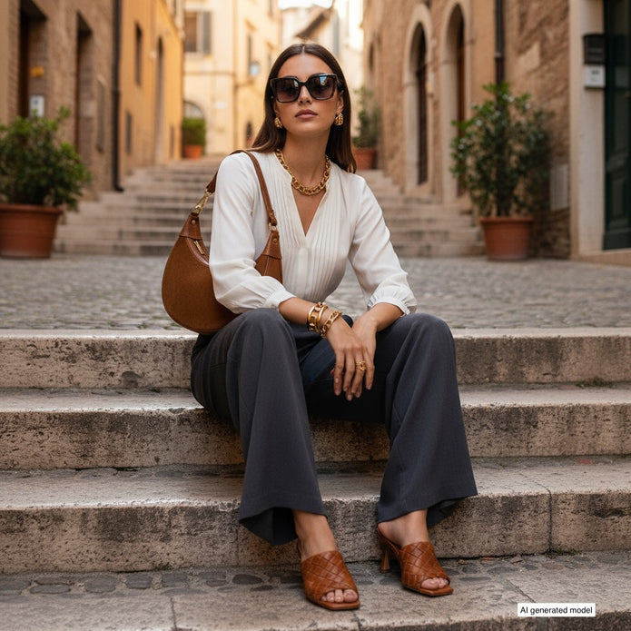 Italian Genuine Suede & Full-Grain Leather Shoulder Bag | Arezzo