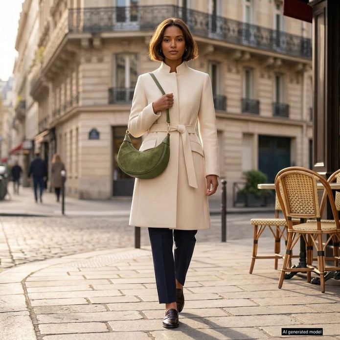 Italian Genuine Suede & Full-Grain Leather Shoulder Bag | Arezzo