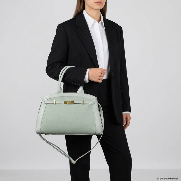 Italian Genuine Suede & Full-Grain Leather Top-Handle Bag | Forlì