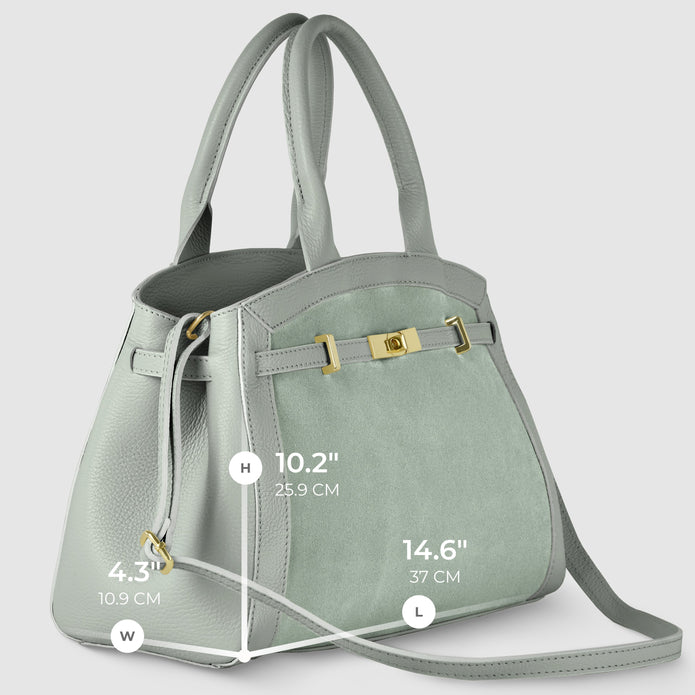 Italian Genuine Suede & Full-Grain Leather Top-Handle Bag | Forlì