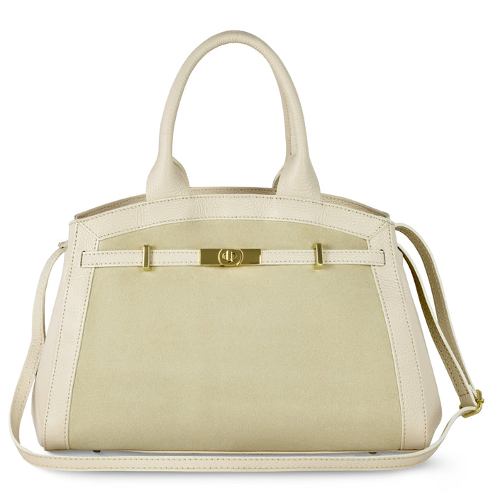 Italian Genuine Suede & Full-Grain Leather Top-Handle Bag | Forlì