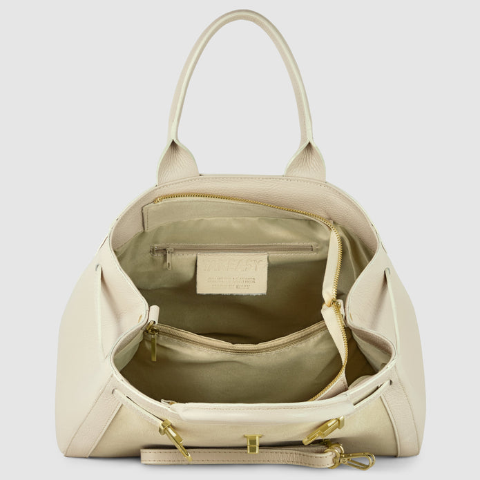 Italian Genuine Suede & Full-Grain Leather Top-Handle Bag | Forlì