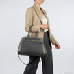 Italian Genuine Suede & Full-Grain Leather Top-Handle Bag | Forlì