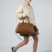 Italian Genuine Suede & Full-Grain Leather Top-Handle Bag | Forlì