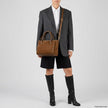 Italian Genuine Suede & Full-Grain Leather Top-Handle Bag | Alba