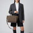 Italian Genuine Suede & Full-Grain Leather Top-Handle Bag | Alba