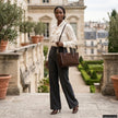 Italian Genuine Suede & Full-Grain Leather Top-Handle Bag | Alba