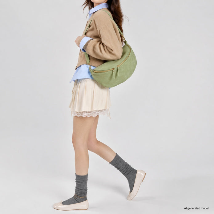 Italian Genuine Suede Crossbody Bag | Genova