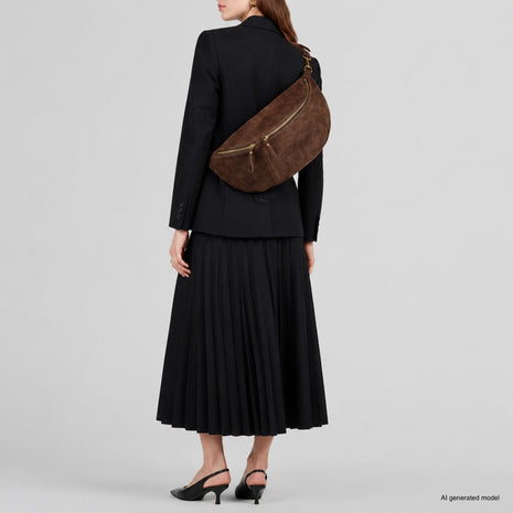 Italian Genuine Suede Crossbody Bag | Genova