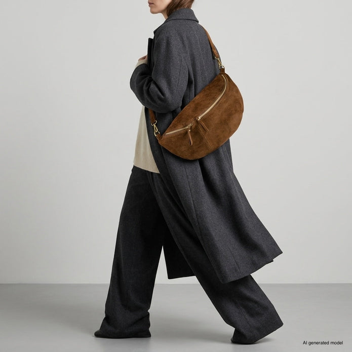 Italian Genuine Suede Crossbody Bag | Genova