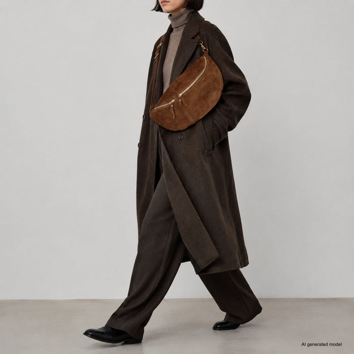Italian Genuine Suede Crossbody Bag | Genova