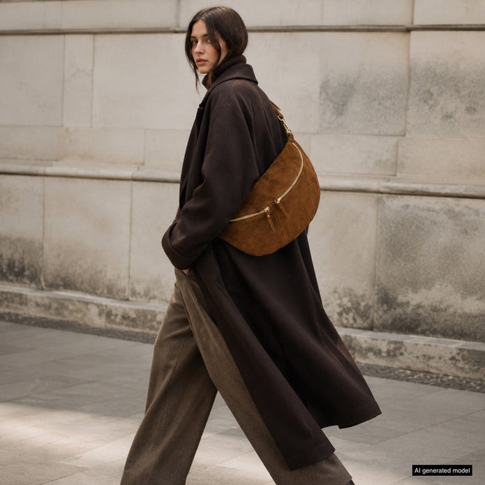 Italian Genuine Suede Crossbody Bag | Genova