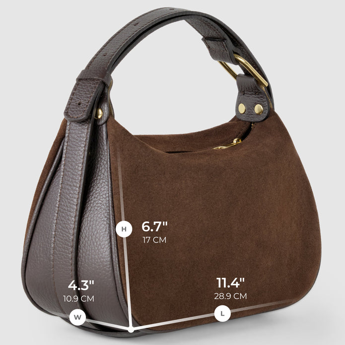 Italian Genuine Suede & Full-Grain Leather Crossbody Bag | Cremona