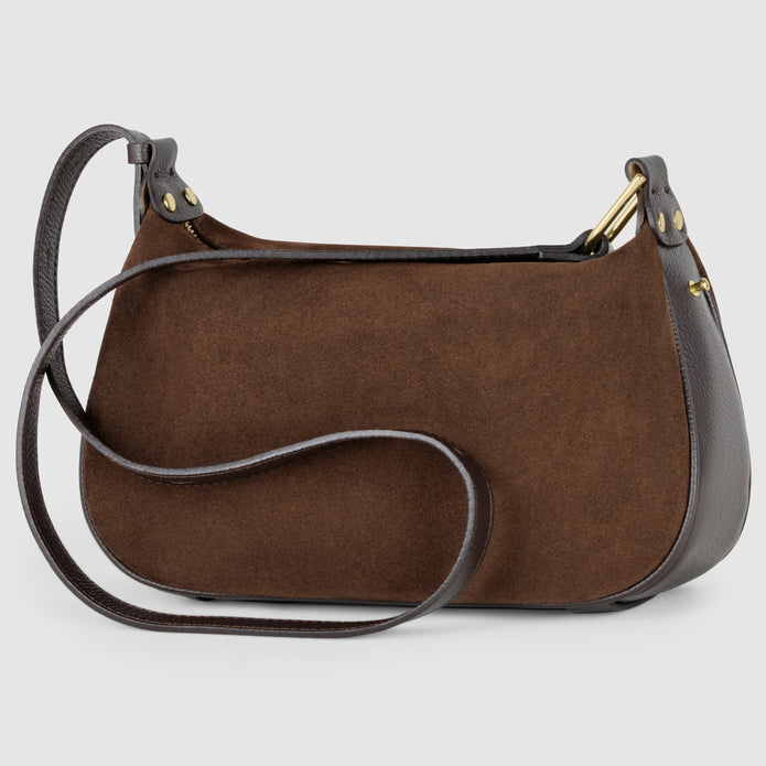 Italian Genuine Suede & Full-Grain Leather Crossbody Bag | Cremona
