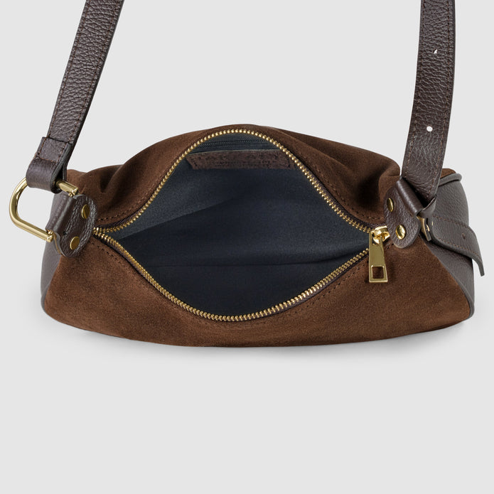 Italian Genuine Suede & Full-Grain Leather Crossbody Bag | Cremona