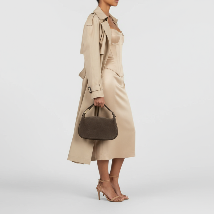 Italian Genuine Suede & Full-Grain Leather Crossbody Bag | Cremona