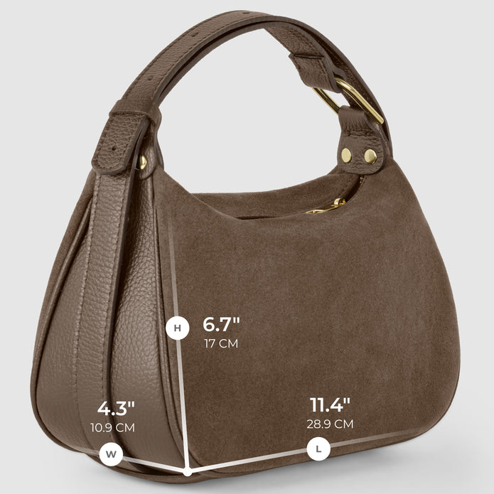 Italian Genuine Suede & Full-Grain Leather Crossbody Bag | Cremona