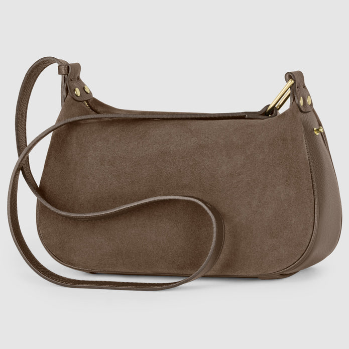 Italian Genuine Suede & Full-Grain Leather Crossbody Bag | Cremona