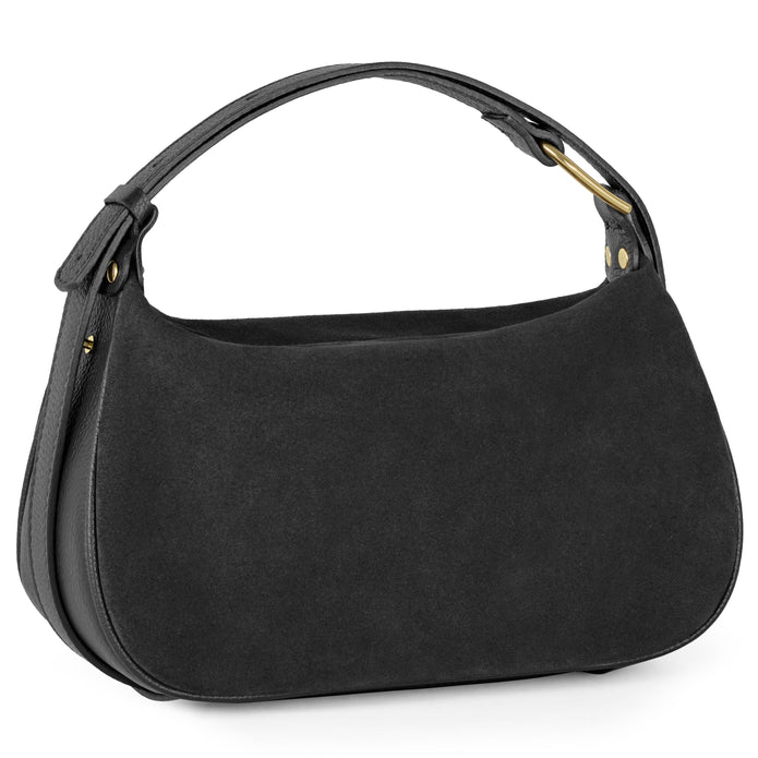 Italian Genuine Suede & Full-Grain Leather Crossbody Bag | Cremona
