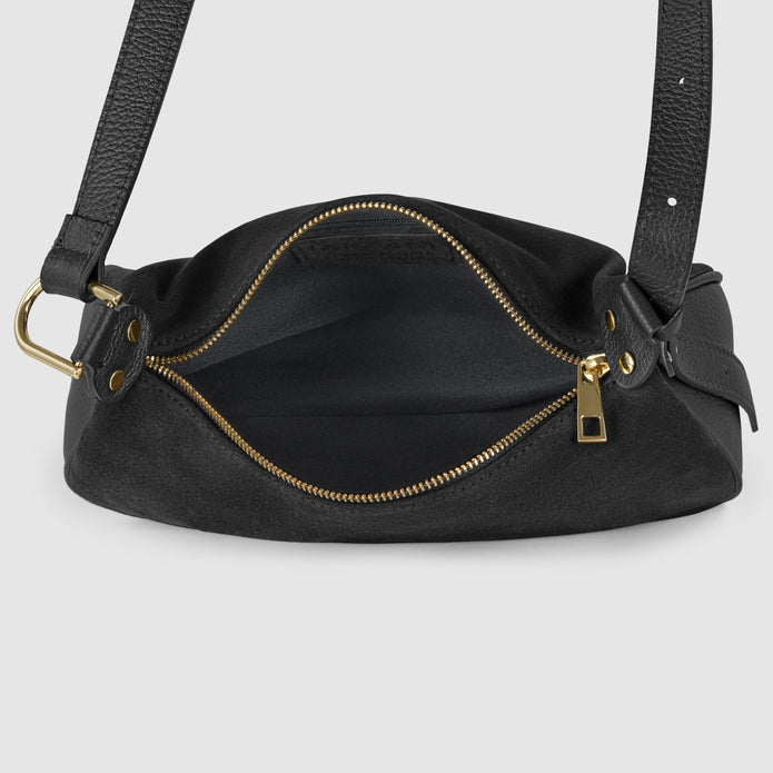 Italian Genuine Suede & Full-Grain Leather Crossbody Bag | Cremona