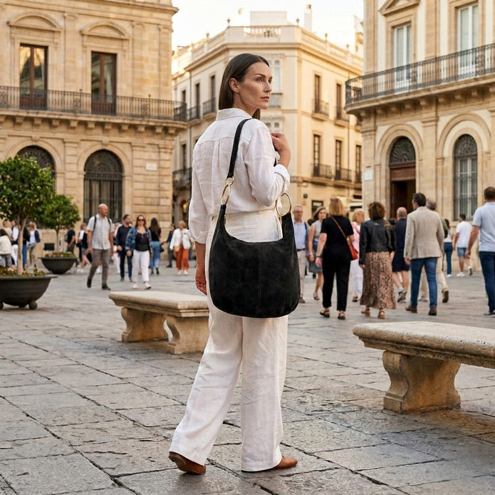 Italian Genuine Suede Hobo Bag | Belluno