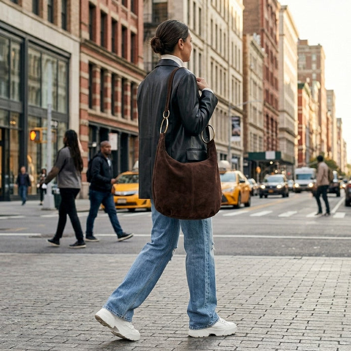 Italian Genuine Suede Hobo Bag | Belluno