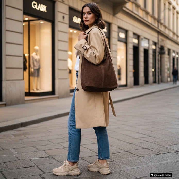 Italian Genuine Suede Hobo Bag | Palermo