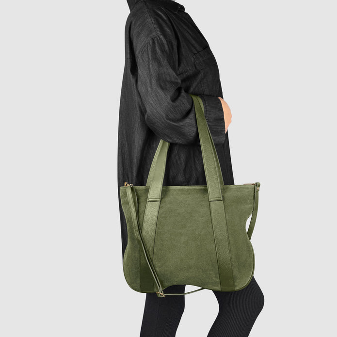 Italian Genuine Suede & Full-Grain Leather Tote Bag | Varese