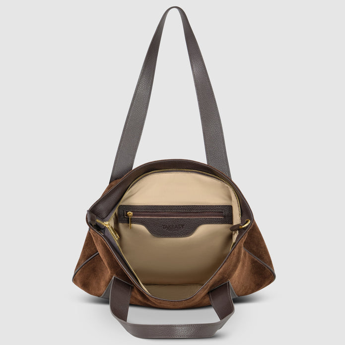 Italian Genuine Suede & Full-Grain Leather Tote Bag | Varese