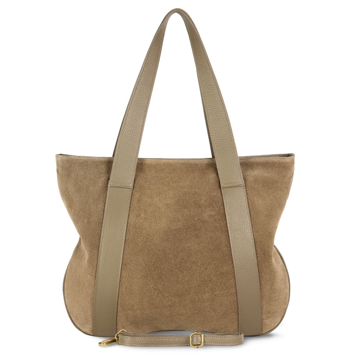 Italian Genuine Suede & Full-Grain Leather Tote Bag | Varese