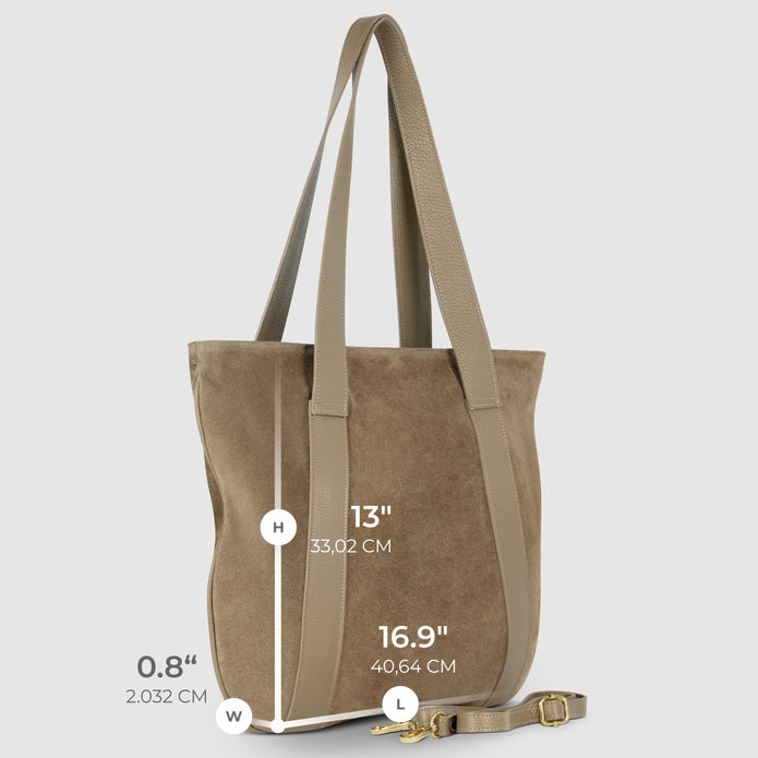 Italian Genuine Suede & Full-Grain Leather Tote Bag | Varese