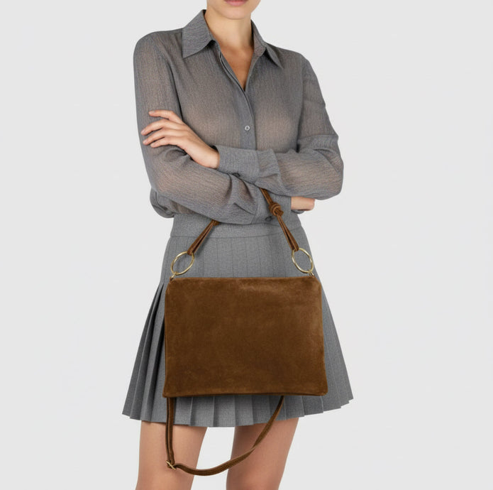 Italian Genuine Suede Shoulder Bag | Modena