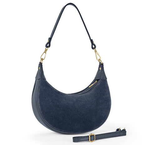 Italian Genuine Suede & Full-Grain Leather Shoulder Bag | Arezzo