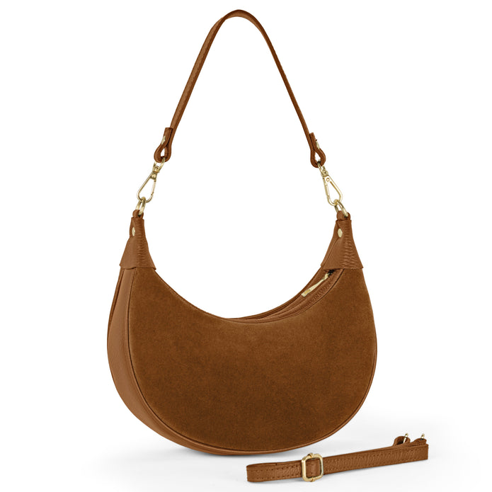 Italian Genuine Suede & Full-Grain Leather Shoulder Bag | Arezzo